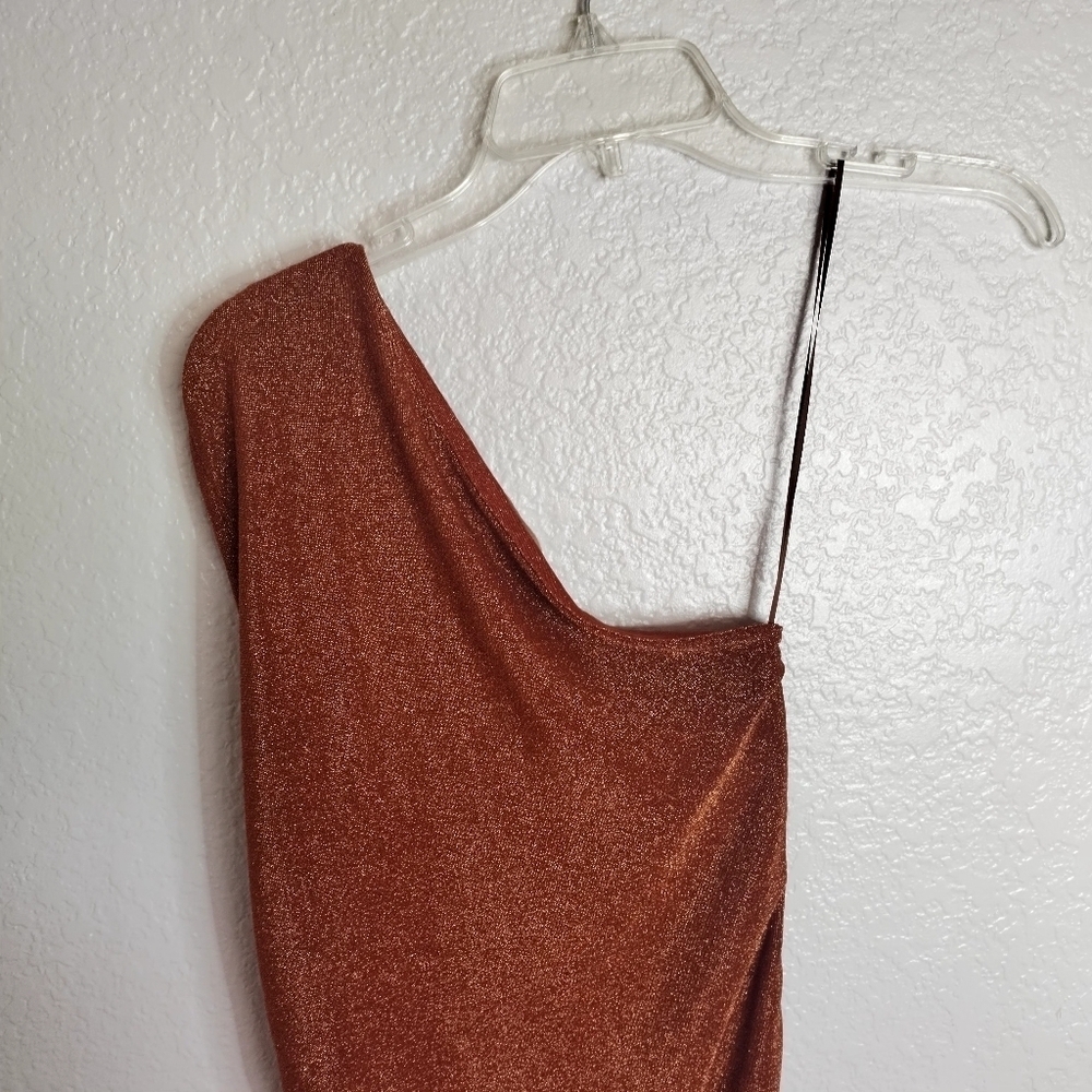 Posse Charlotte One-shoulder Mini Dress in Lurex-jersey Sz M - Picture 8 of 10